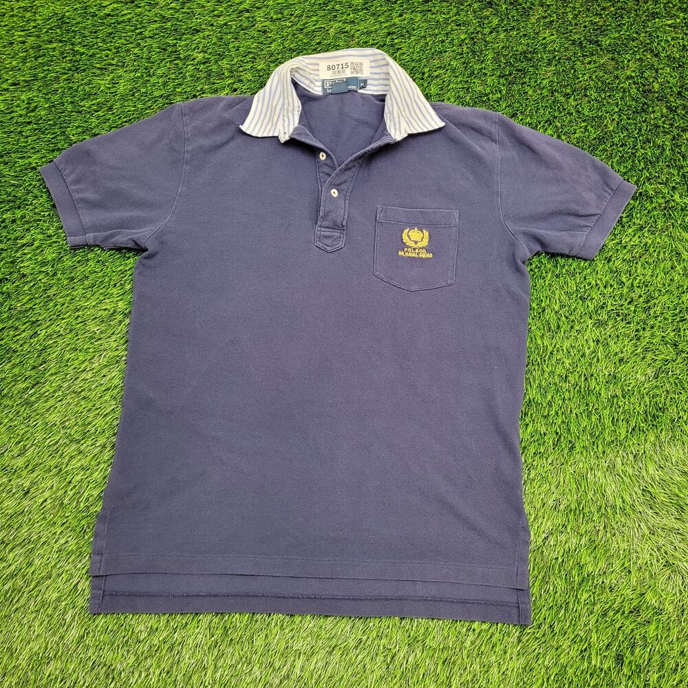 Vintage Ralph-Lauren Polo Shirt Medium 21x29 SR Naval-Squad